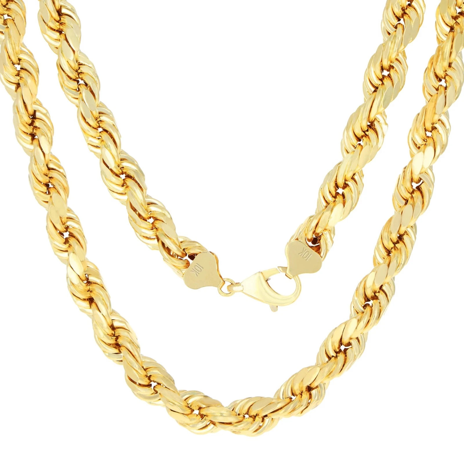 10k Real Gold Rope Chain 2mm 2.5mm 3mm 4mm 5mm 6mm 7mm 8mm 18-30 Inch Men Women
