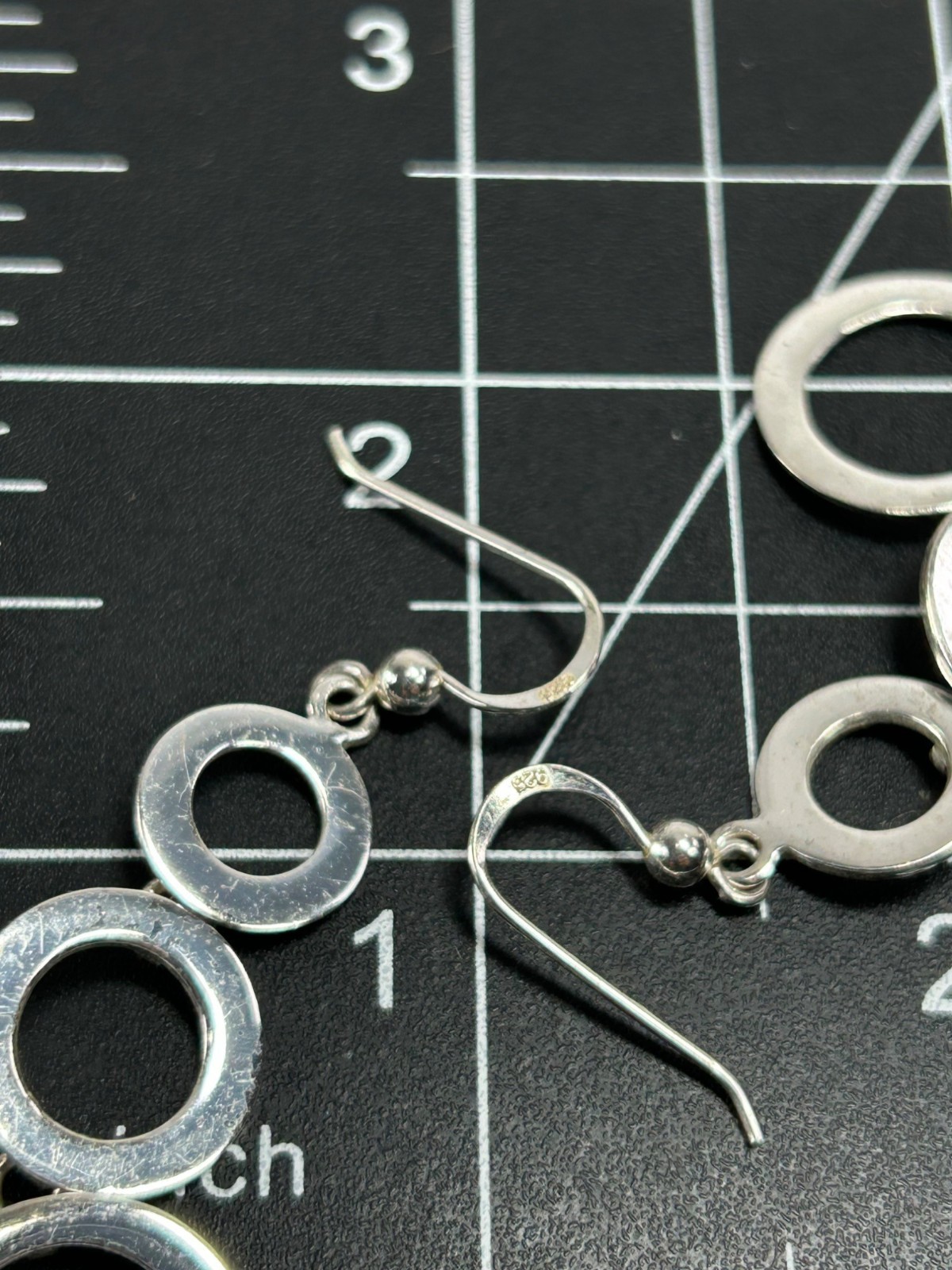 MWS Sterling Silver 925 Circle Pendant & Earrings Matching Set Graduated Tiered