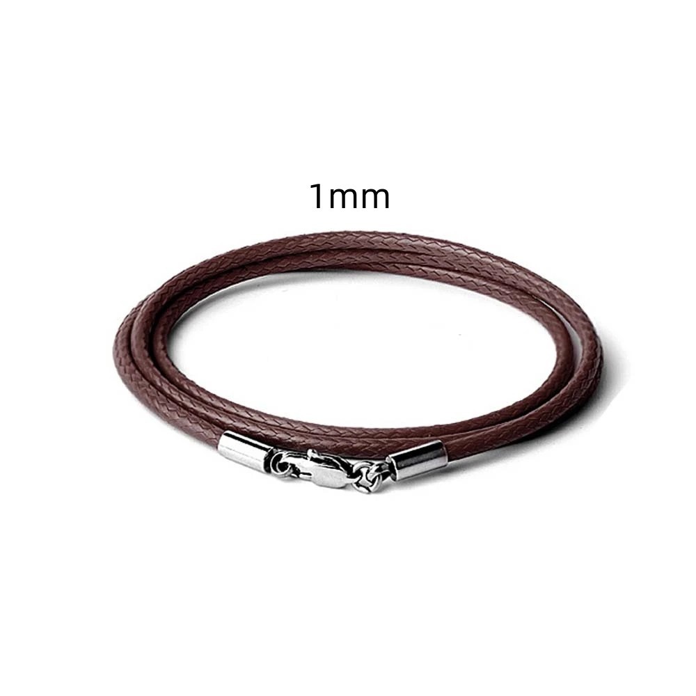 Waterproof Braided Leather Chain Cord Necklace with Stainless Steel Clasp