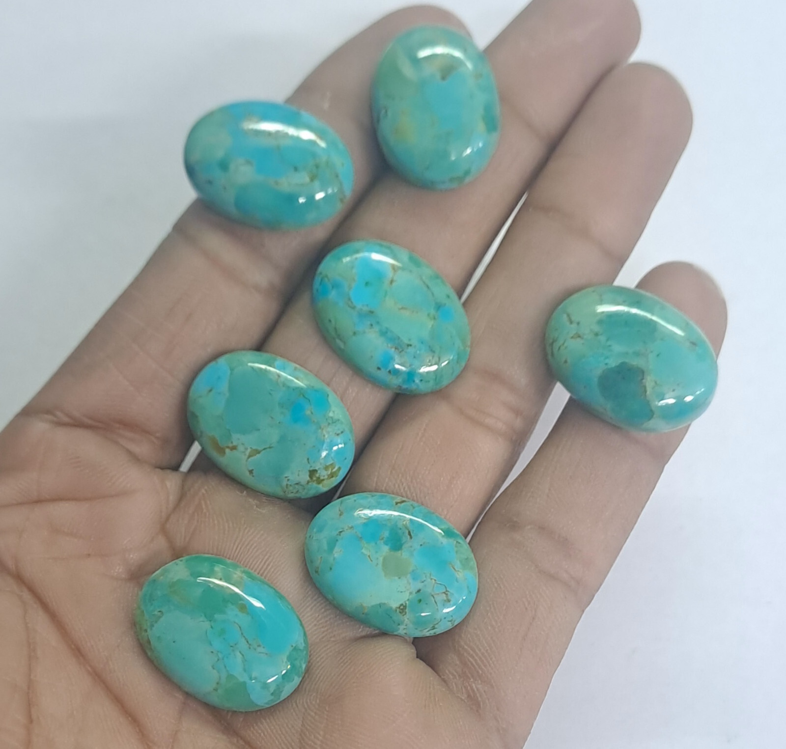 [WHOLESALE] NATURAL BLUE MOHAVE TURQUOISE CABOCHON OVAL SHAPE LOOSE GEMSTONE