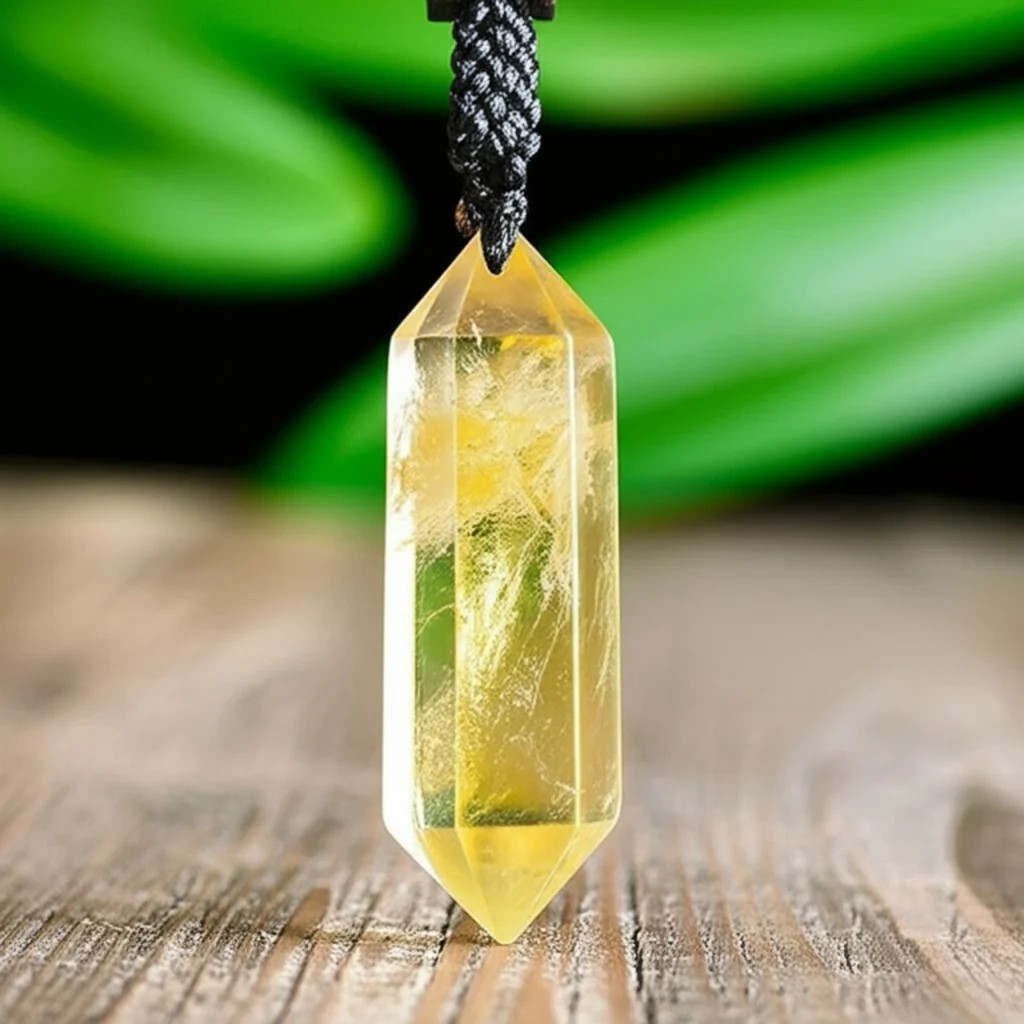 Natural Citrine Crystal Hexagon Pendant Necklace Healing Energy Jewelry Gift
