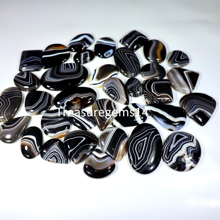 250 Crt WHOLESALE LOT TUXEDO AGATE-HAKIK-HAQIQ CABOCHON GEMSTONE AAAA