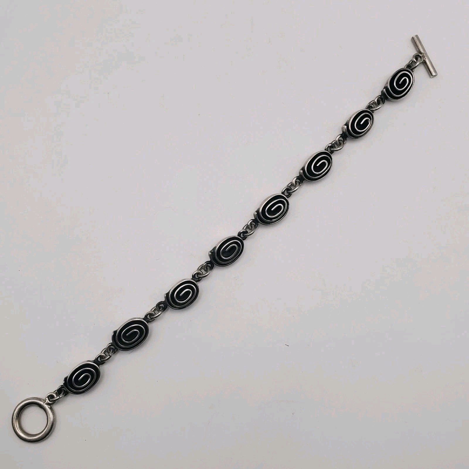 Sterling Silver 925 Oxidized Spiral Link Bracelet 7 in. 30g