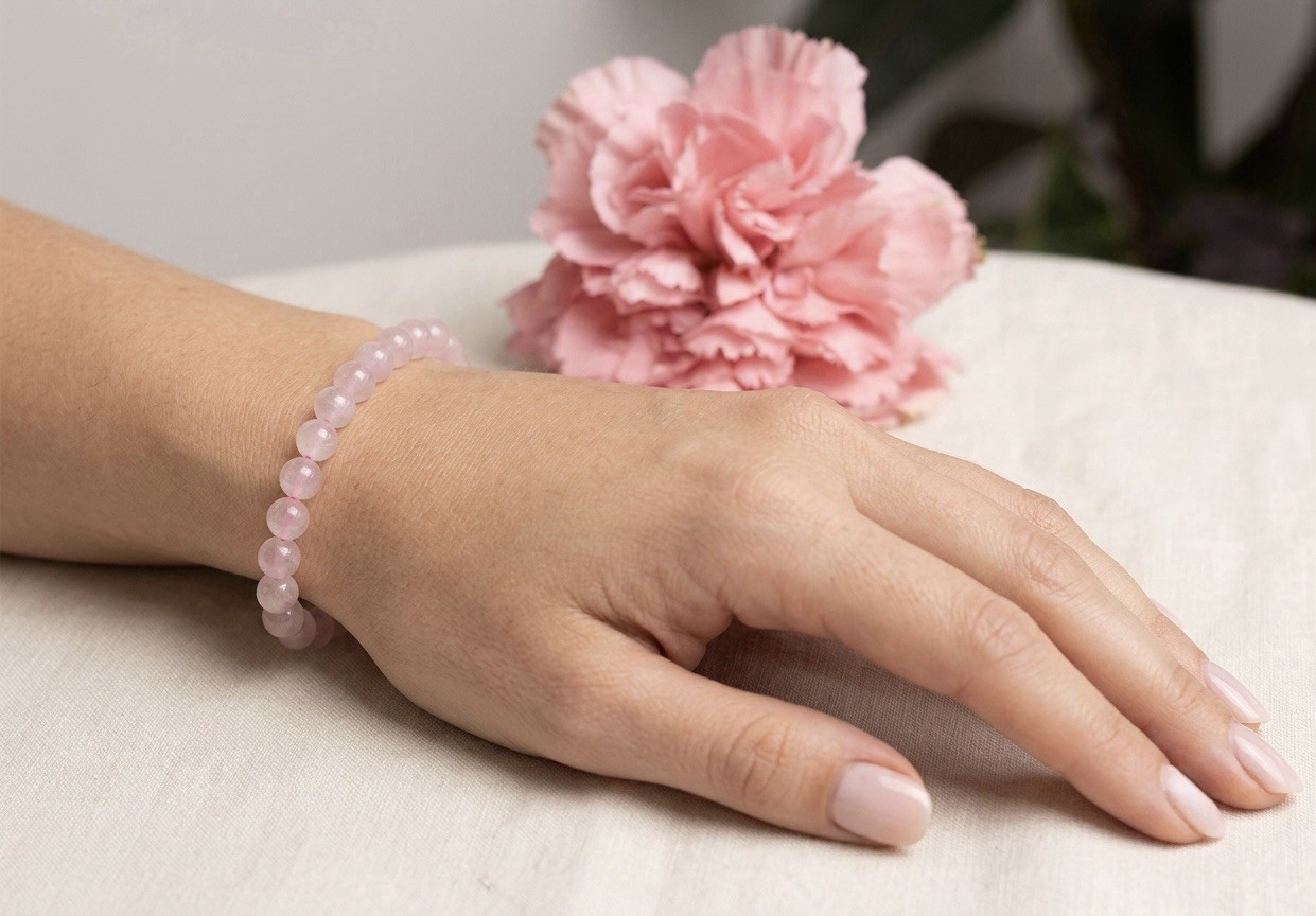 Wholesale 6 Pcs Natural Rose Quartz 6mm 7.5” Crystal Healing Stretch Bracelet