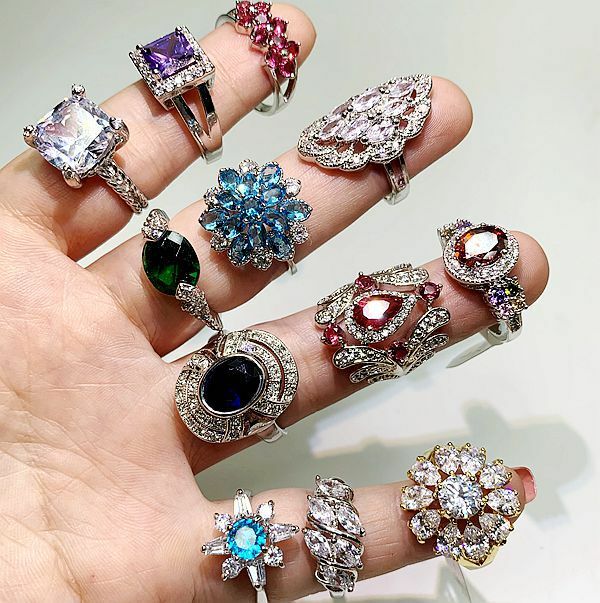 Luxurious Rings Wholesale Mixed Lots 5-100pc Big Gemstones Crystal Jewelry Ring