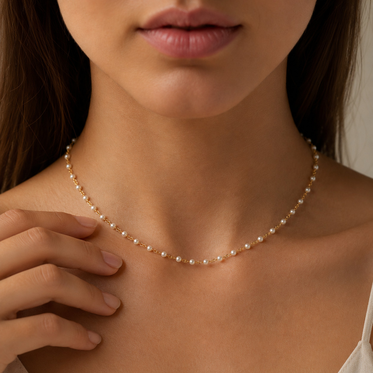 Dainty Pearl Necklace Gold Layering Chain Personalized Jewelry Gift for Her