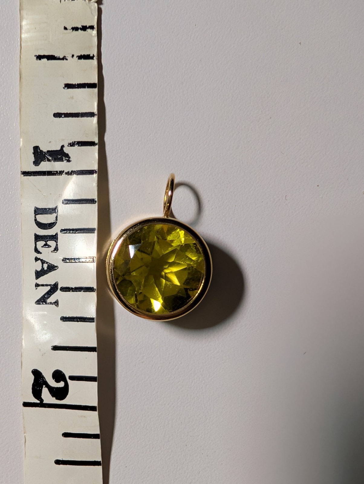 14k Round Peridot Stone Bezel Set Pendant (Chain Not Included)