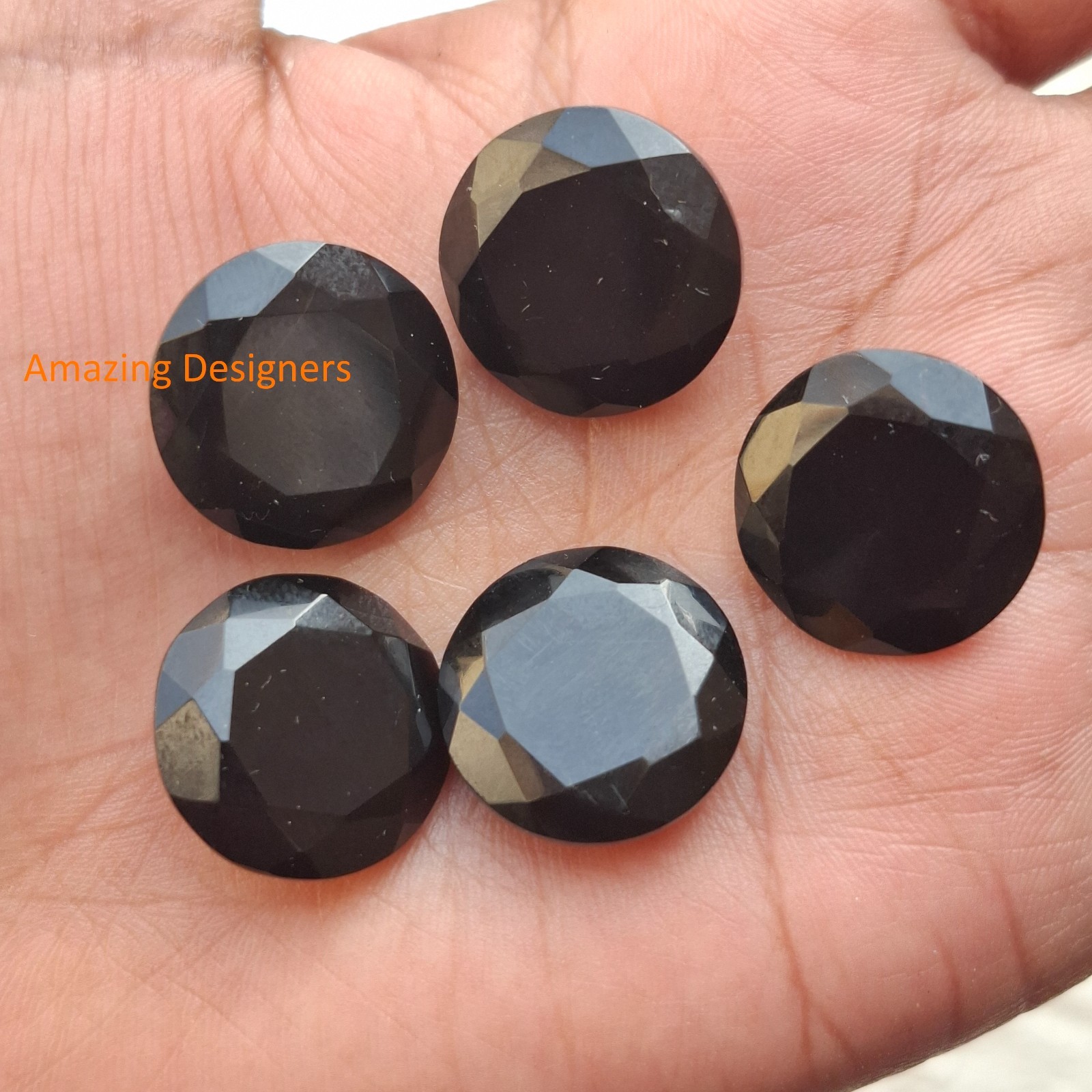 Natural Black Onyx Round Faceted Cut 5mm to 20mm Loose Gemstone