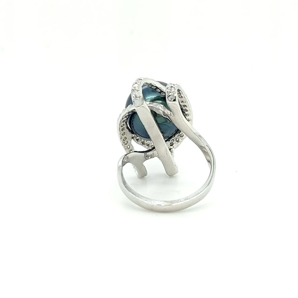 Guaranteed Authentic-Appraisal Inc:14k 13mm Tahitian Pearl .63 Ct Diamond Ring