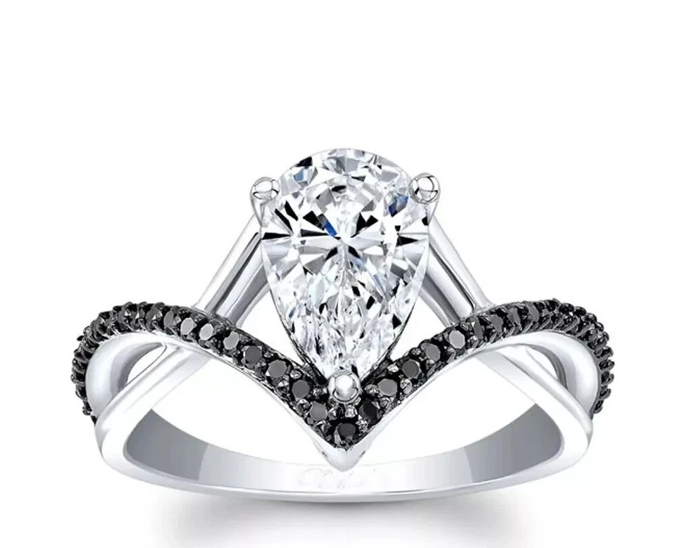 2Ct Pear Cut Lab Created Diamond Women’s Engagement Ring 14K White Gold Plated