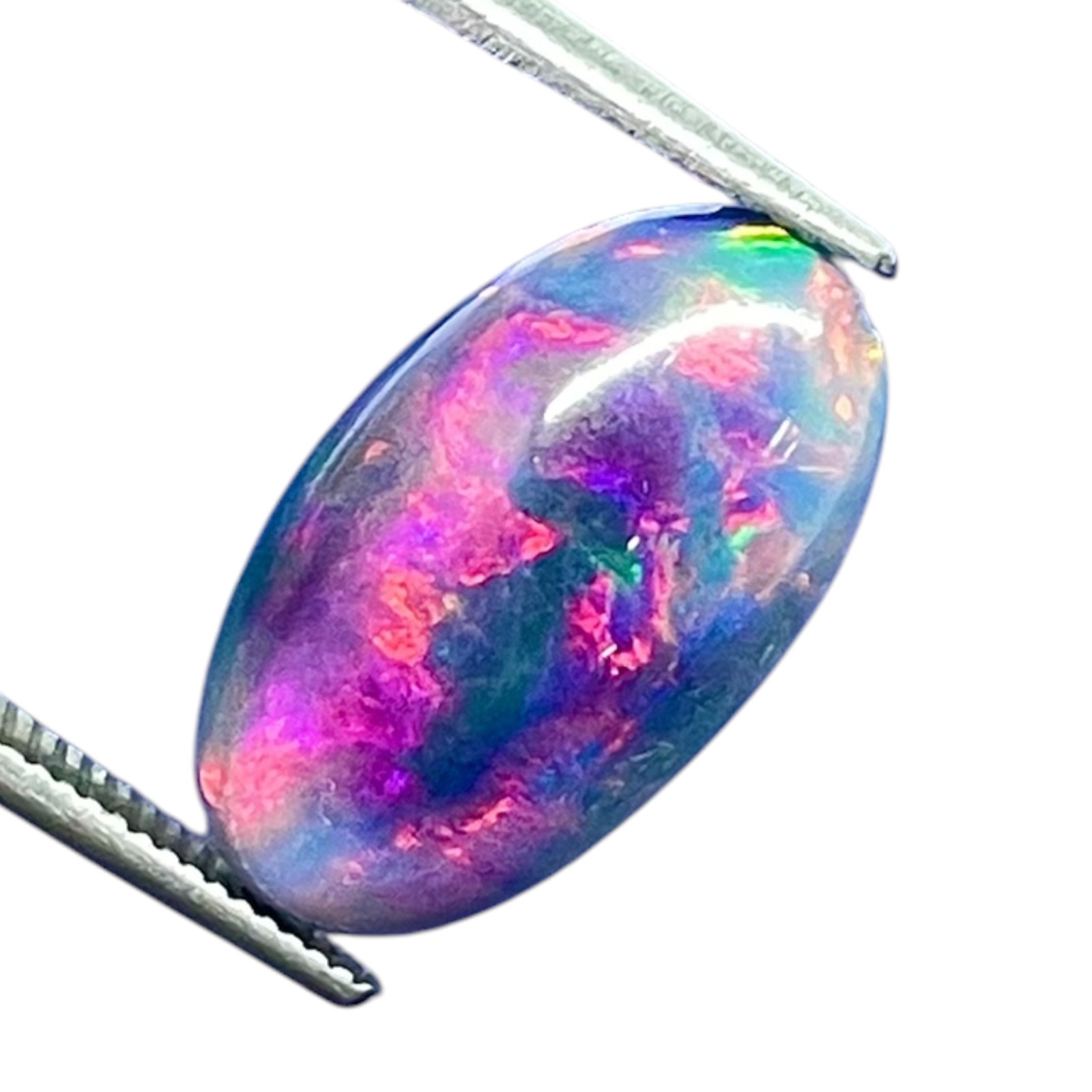 3.38 Cts Natural Black Opal 18x10mm Oval Cabochon Multi Fire Loose Gemstone