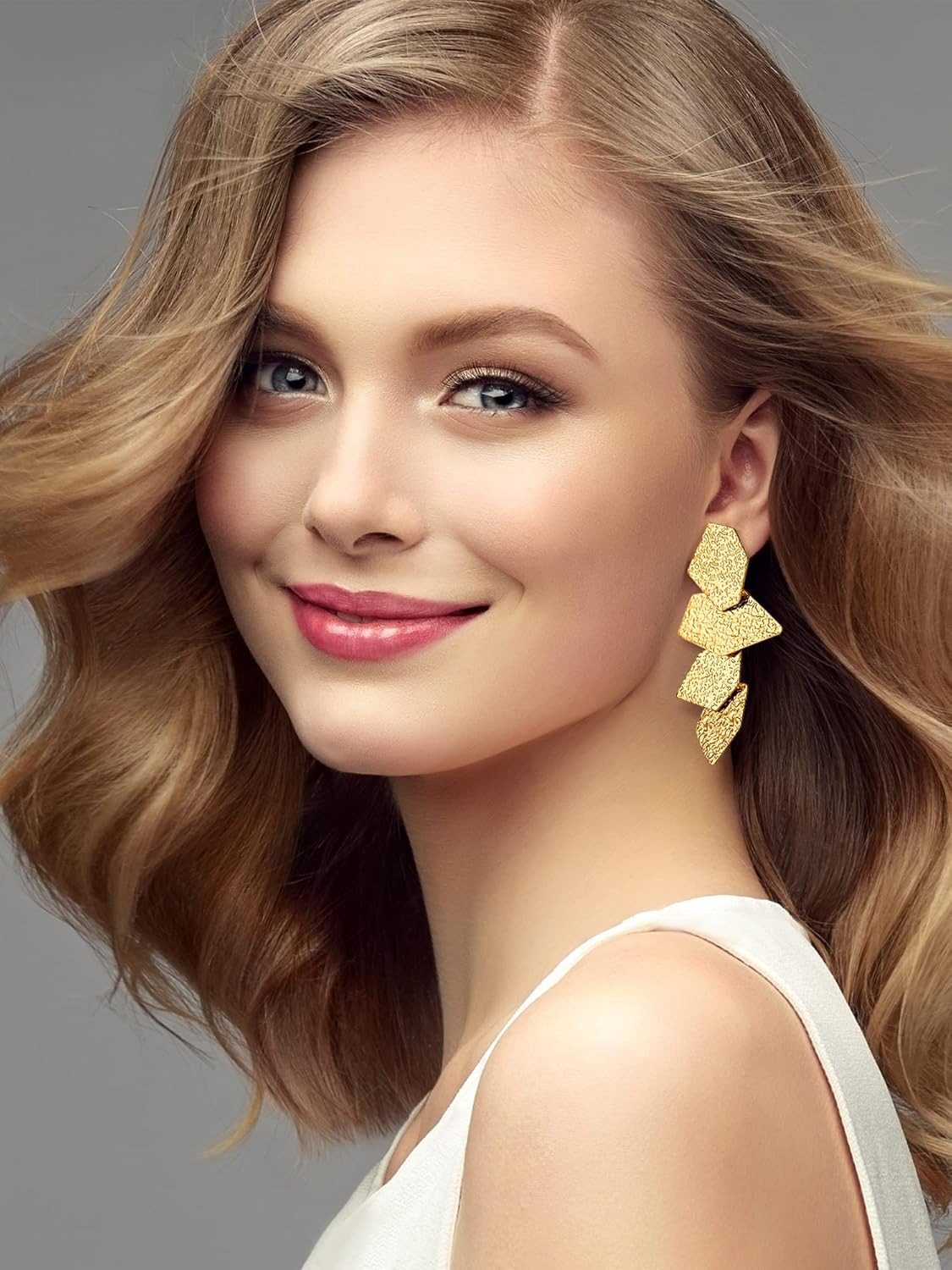 Gold Statement Earrings for Women Large Gold Geometric Earrings Woven Twisted Le