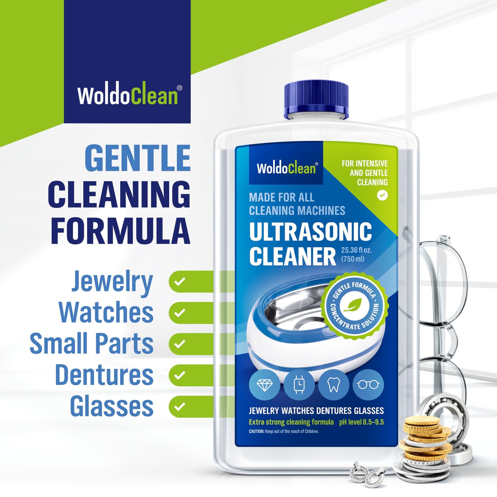 WoldoClean Ultrasonic Cleaner Solution Concentrate 25.4 Fl Oz Makes 8 Gallon…
