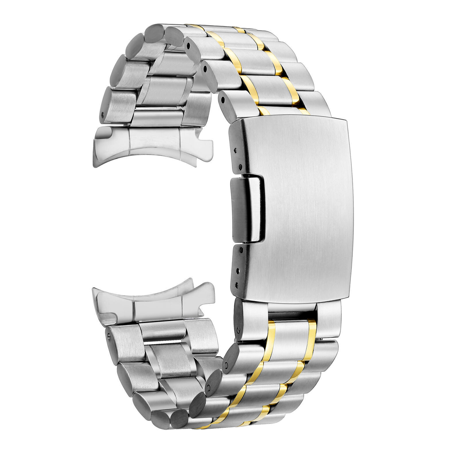 14 16 18 20 22 24 26mm Curved/Flat End Stainless Steel Strap Watch Band Bracelet