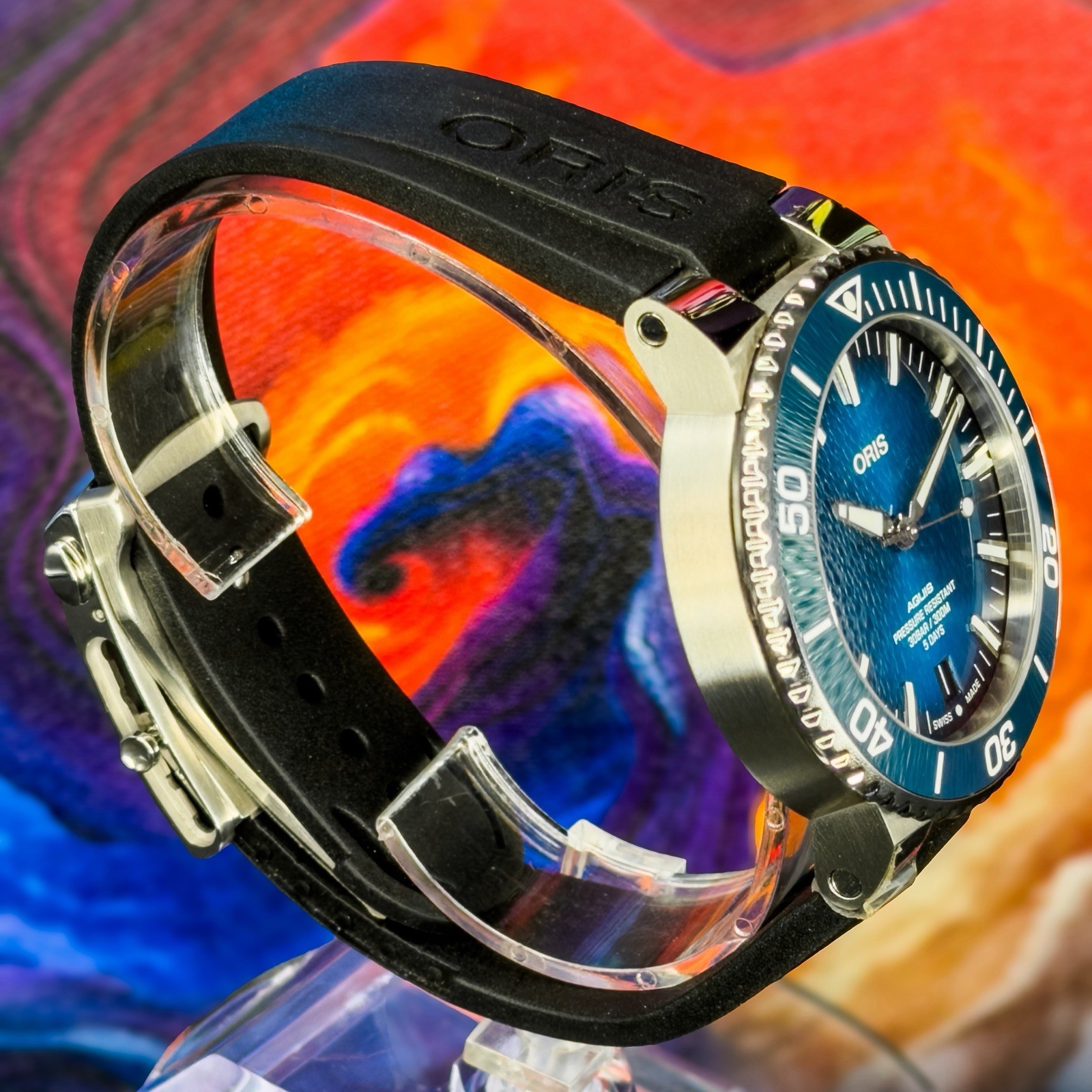 Oris Aquis Blue Dial Full Set Very Good Condition 10 Year Warranty