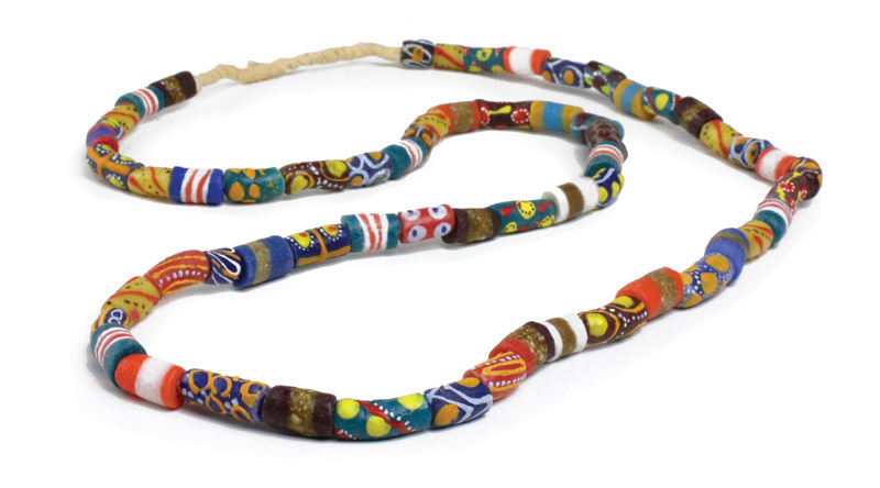 Ghana African Trade Bead Long Necklace 43″ long (Multi-Colored)