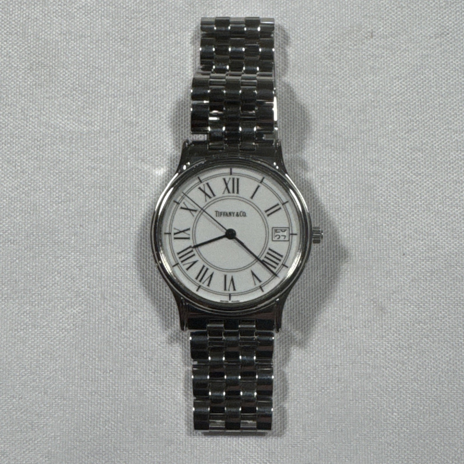 Tiffany & Co. Portfolio Watch Roman Classic White Dial Date 33mm Stainless steel
