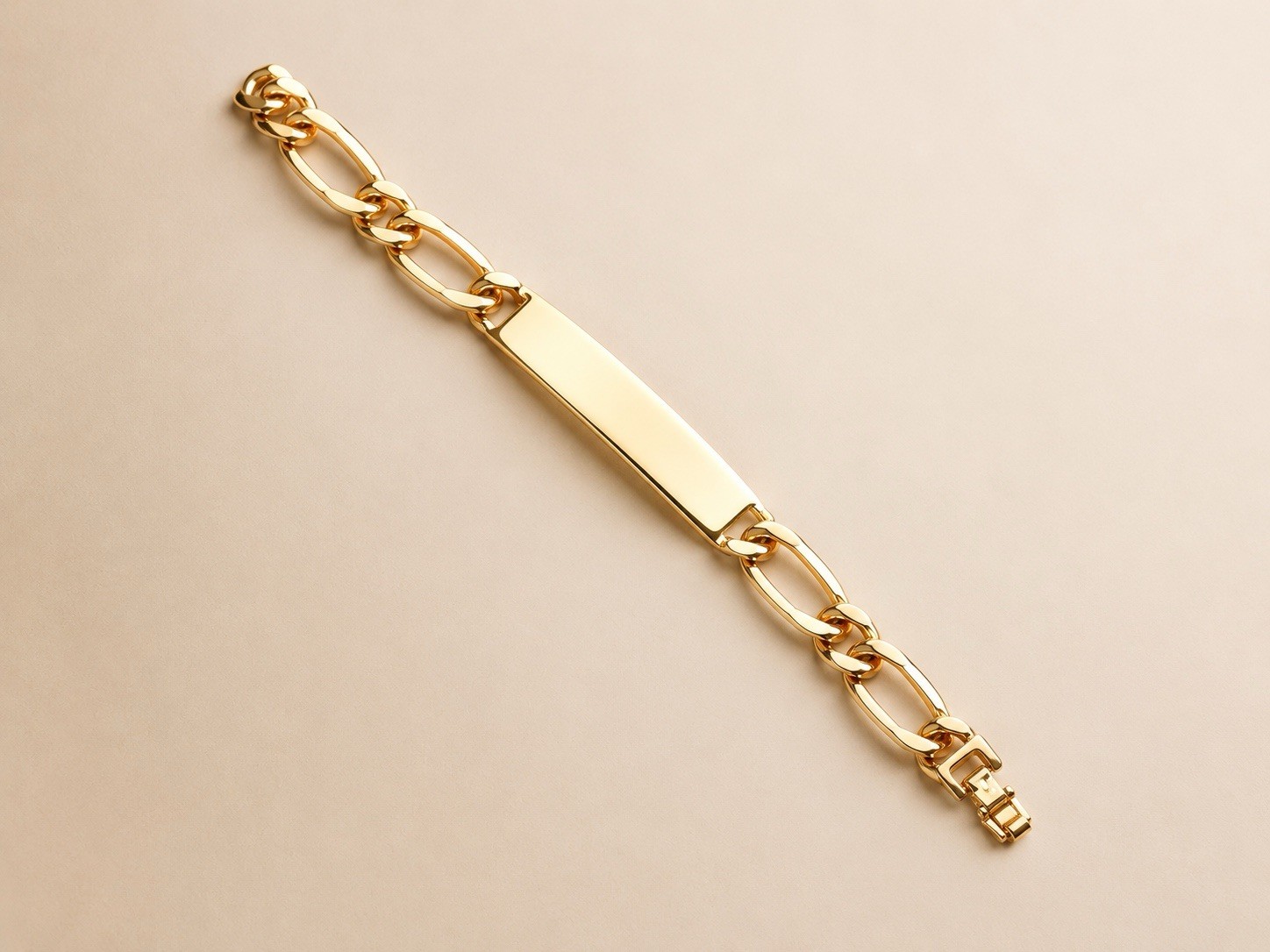 None tarnished none fade Gold tone High Polish ID Curb Link Bracelet Box Closure