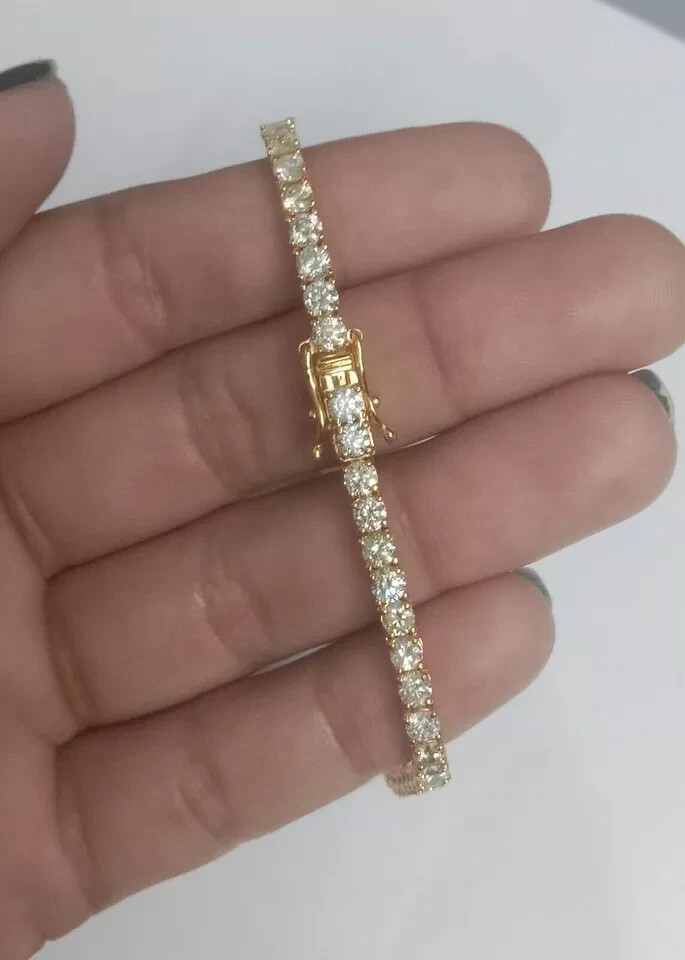 11Ct Round Cut Lab Created Diamond Tennis Bracelet 7.5″ 14K Yellow Gold Plated