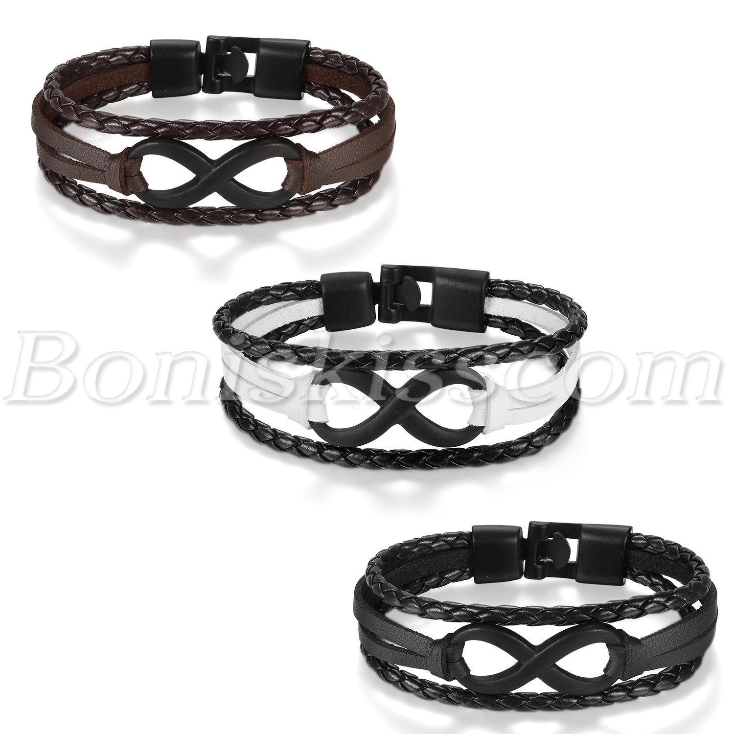 Fashion Love Infinity Symbol Friendship Men’s Women’s Leather Bracelet Wrap Cuff