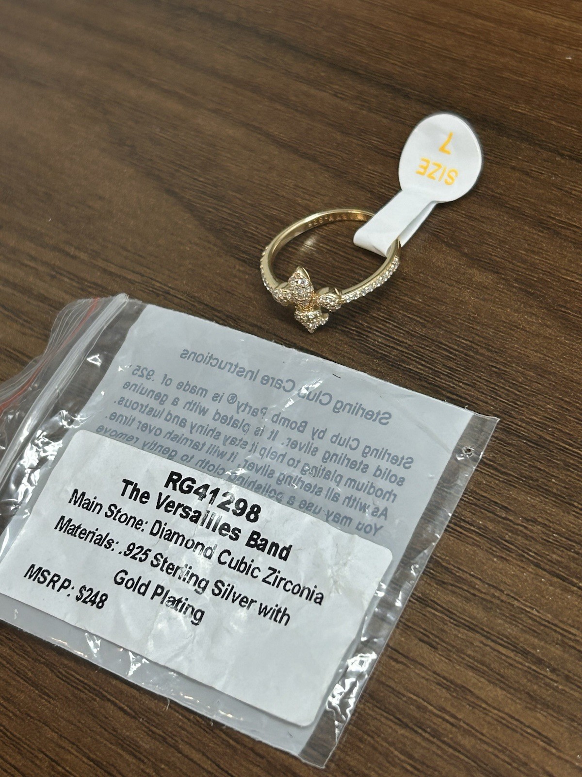 Bomb Party Sterling Club Vermeil Ring Size 7 “The Versailles Band” RG41298 Gold