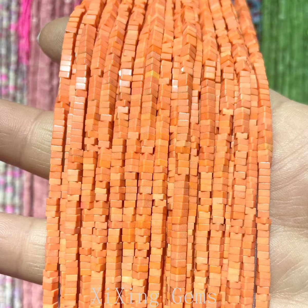 1x2mm Orange Yellow Turquoise Flat Square Disc Spacer Beads for Jewelry Making