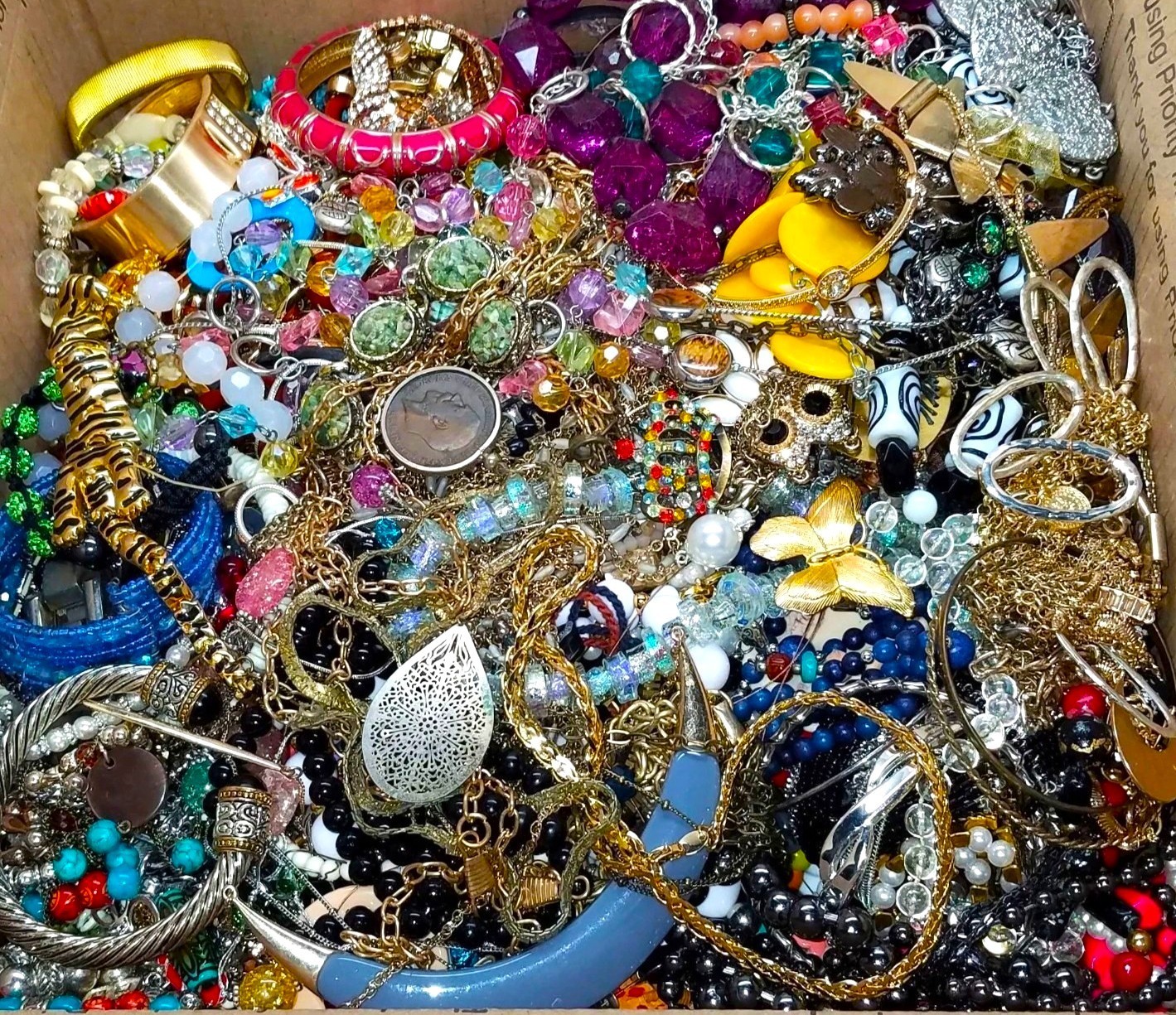 Over 3 Lbs Unsearched Jewelry Lot Vintage & Modern Junk & Resell Tangled FUN
