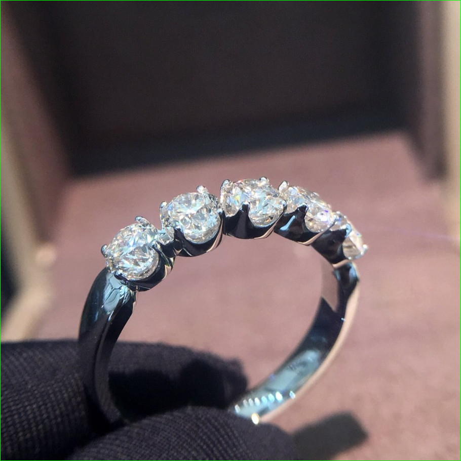 2Ct Lab Created Round Diamond Five-Stone Wedding Band Ring 14K White Gold Finish