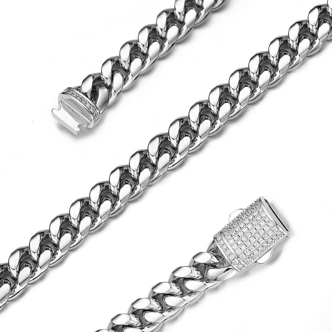 6mm-14mm Mens Miami Cuban Link Chain SOLID Stainless Steel Necklace or Bracelet