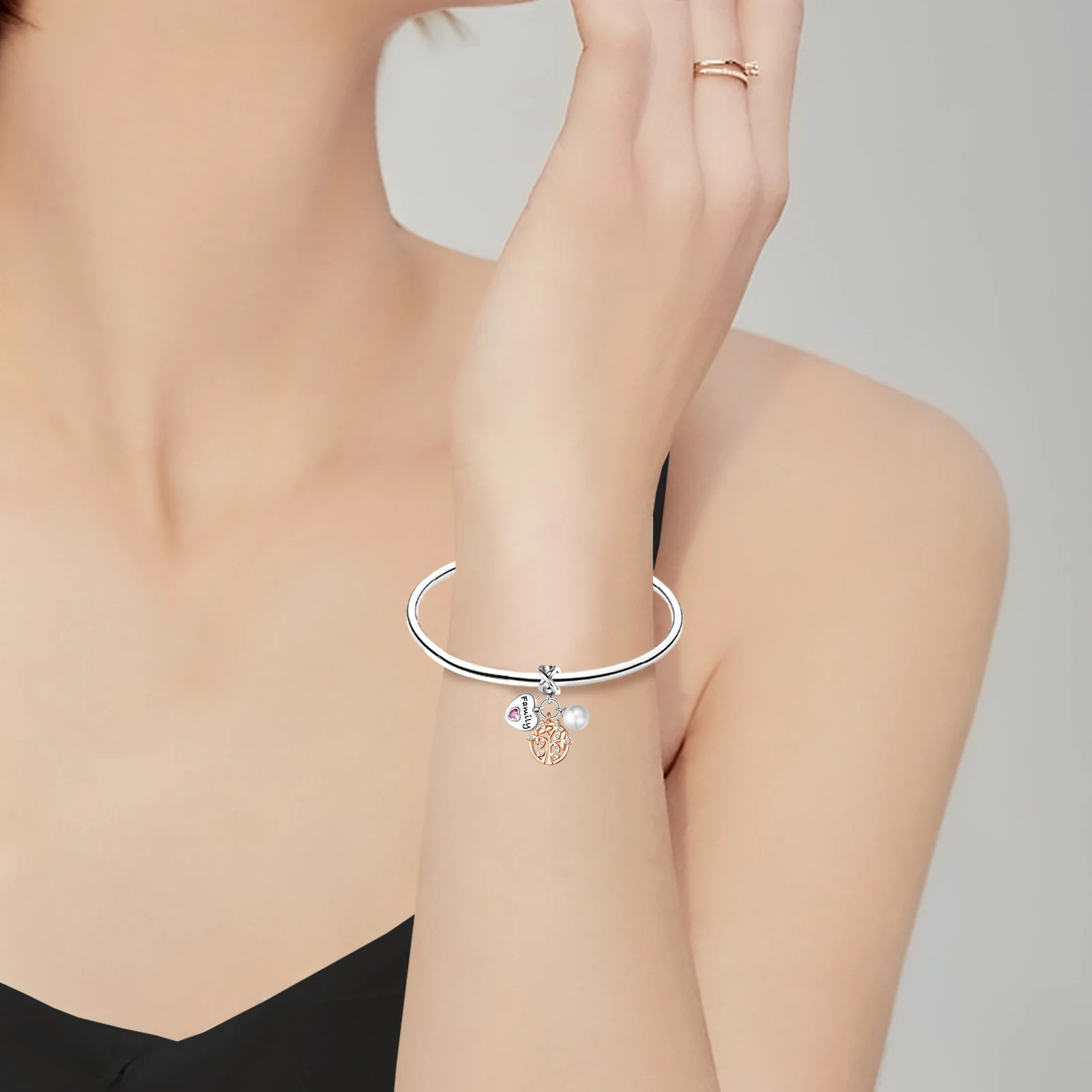 Family Tree Heart Charm For Bracelet, Family Charm, Heart Charm