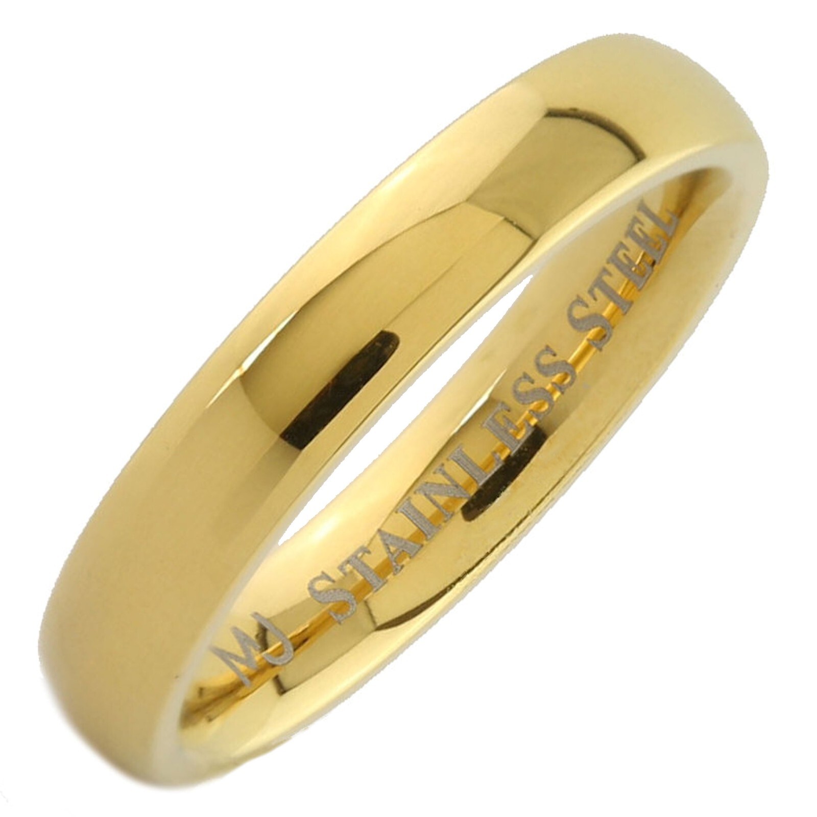 Custom Engraved Classic Stainless Steel Band Half Dome Ring Comfort Fit