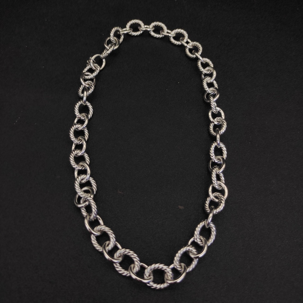 David Yurman 925 Sterling Silver Twisted Cable Large Link Statement Necklace 55