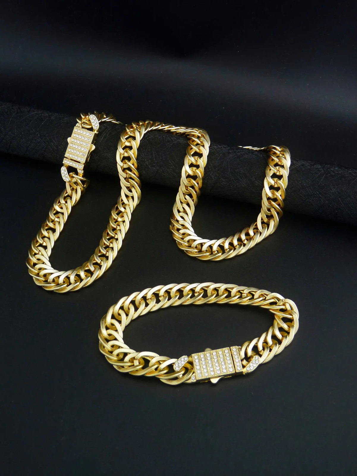 1 Piece Hip Hop Punk Style 14K Gold Plated Cuban Chain Style Chunky Chain Bracel
