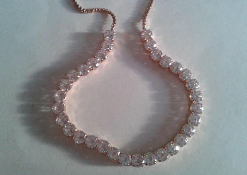 18K Rose Gold Plated Bolo Tennis Bracelet made Simulated Diamond Elegant Gift