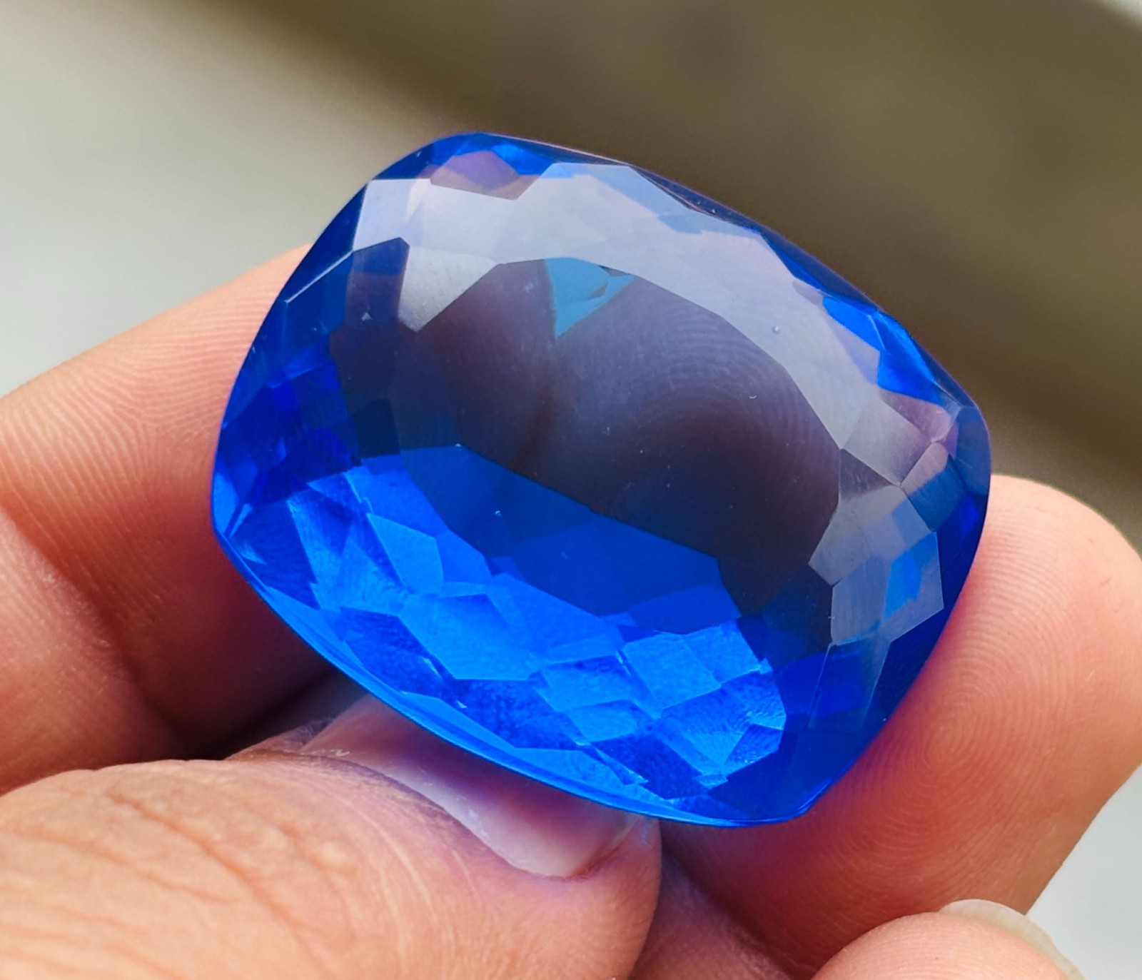 Natural Certified 87 Cts Cushion Shape Kashmiri Sapphire Loose Gemstone