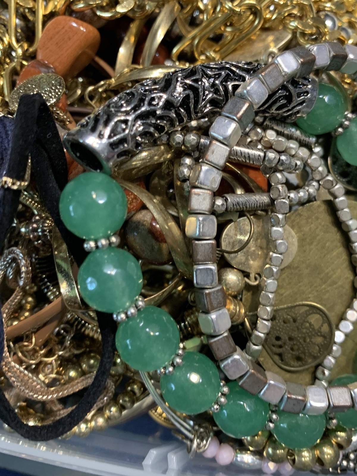 Lot 2 Lbs Jewelry Bracelets Necklaces Earrings Rings None Broken