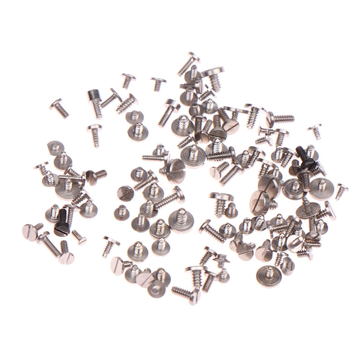 100 Piece Set of Watch Battery Clamp Screw Assortment 1.5mm x 2mm, Silver