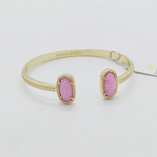 New Kendra Scott Elton Gold Cuff Bracelet in Pink Opal