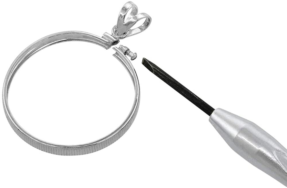 Sterling Silver & Gold Filled Half Dollar Bezel Screw Top 30mm Coin Edge 2 Color
