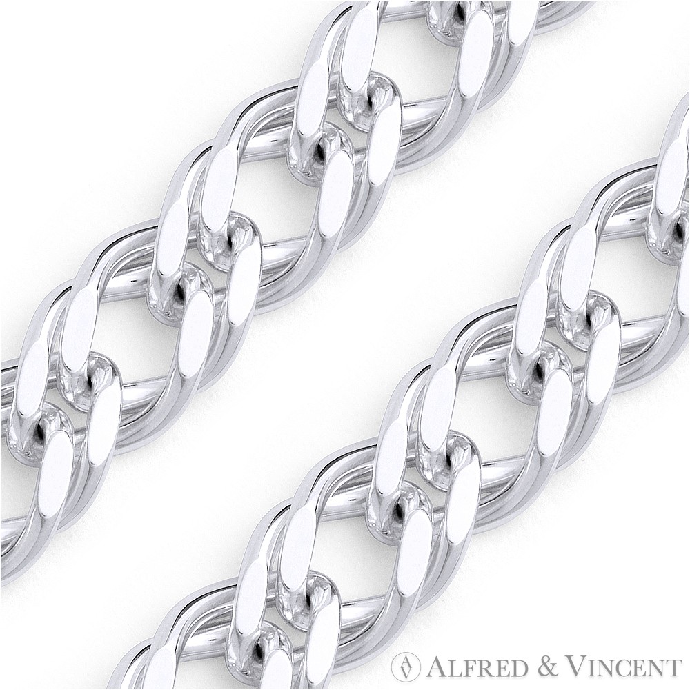 4mm Rombo Italian Chain Double-Curb Link Bracelet in 925 Italy Sterling Silver