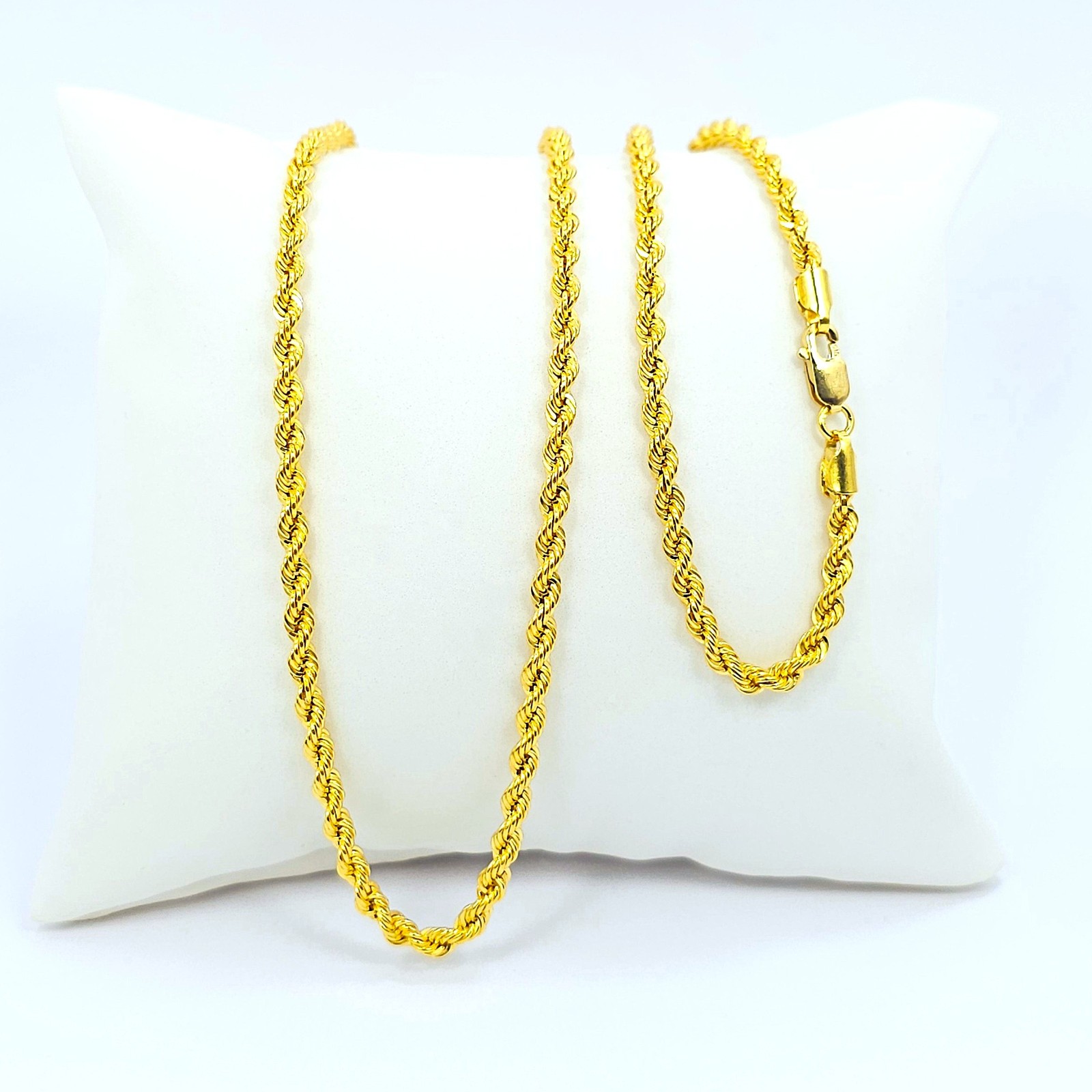 22K Gold Rope Chain Necklace 20 in 2.7 mm Hollow Genuine Hallmarked 916