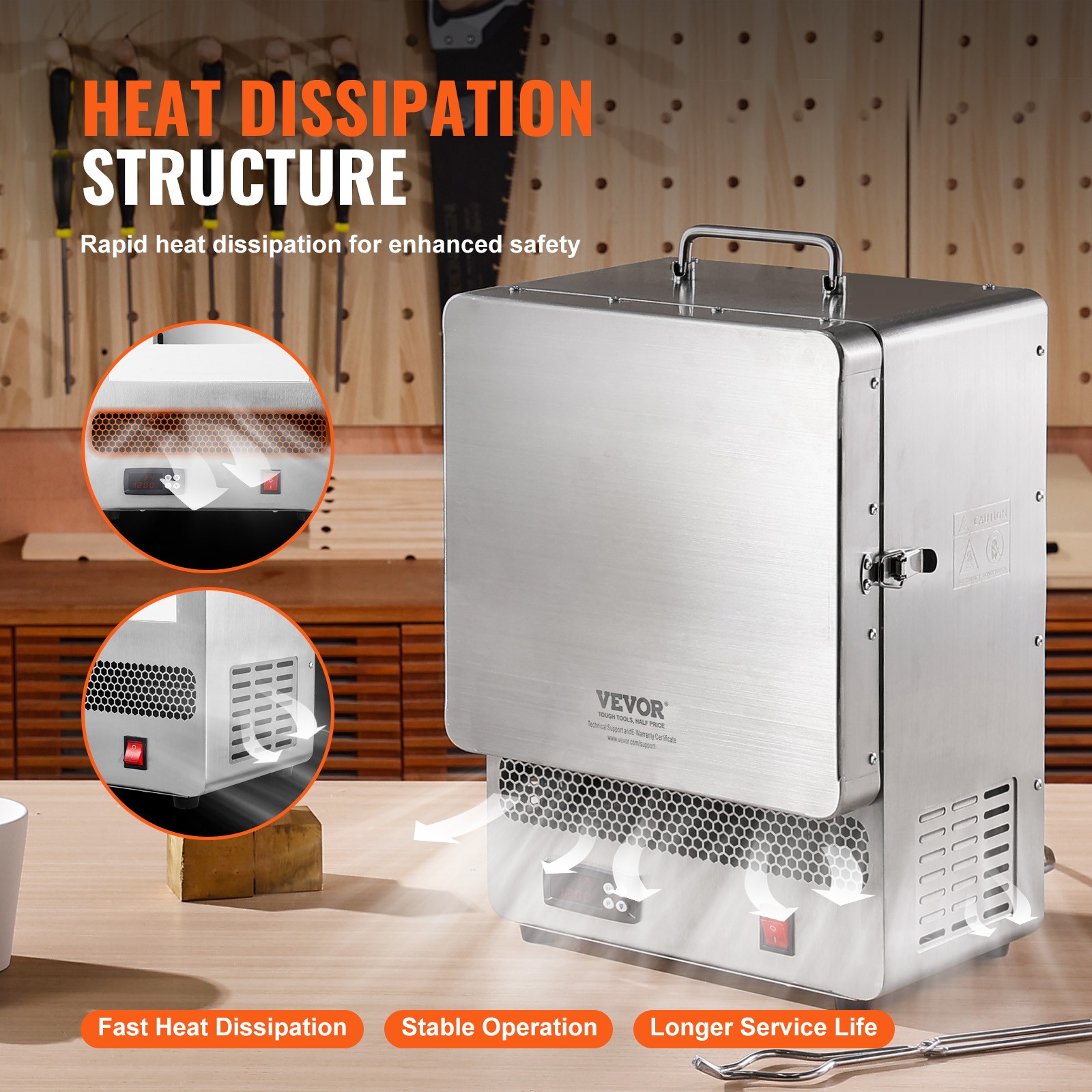 VEVOR Tabletop Kiln Melter Electric Kiln 1500W 2192℉ for Wax Casting Clay DIY