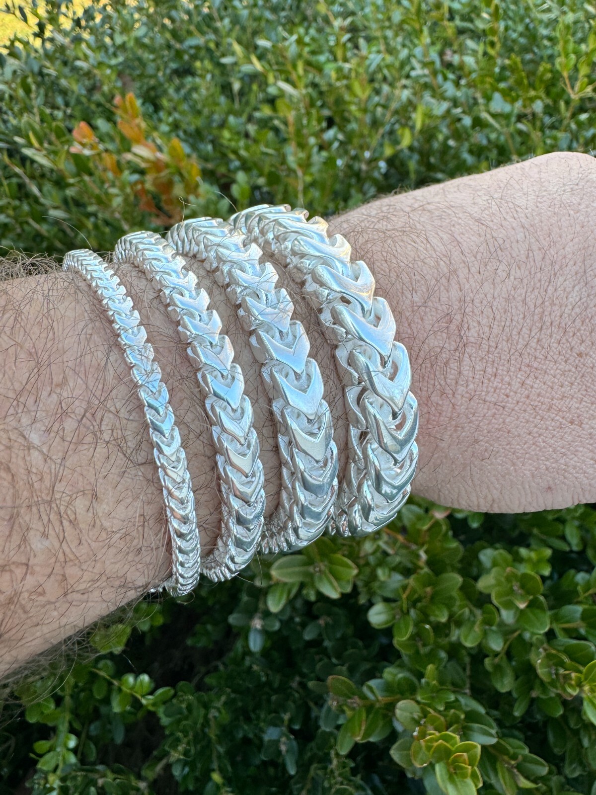 Mens BIG 4-10mm Franco Bracelet Real 925 Silver Box Clasp Handmade In Mexico