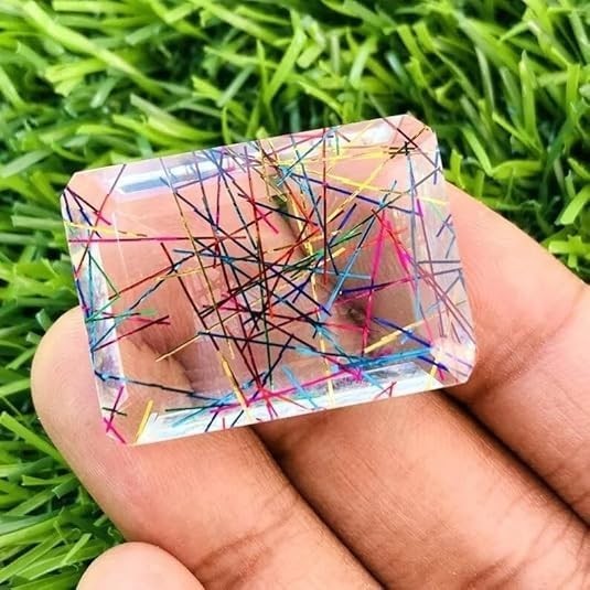 Emerald Cut 95.00 Ct Bi-Color/Multicolor Loose Gemstone Rutilated Quartz