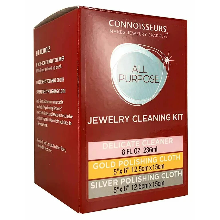 CONNOISSEURS All-Purpose Jewelry Cleaning Kit Tarnish Cleaner W/ Polishing Cloth