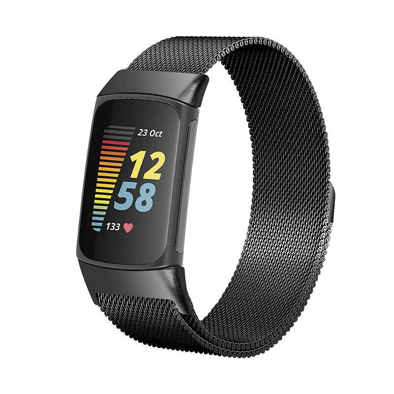 Magnet Milanese Loop Metal Stainless Steel Watch Band Strap For Fitbit Charge 5