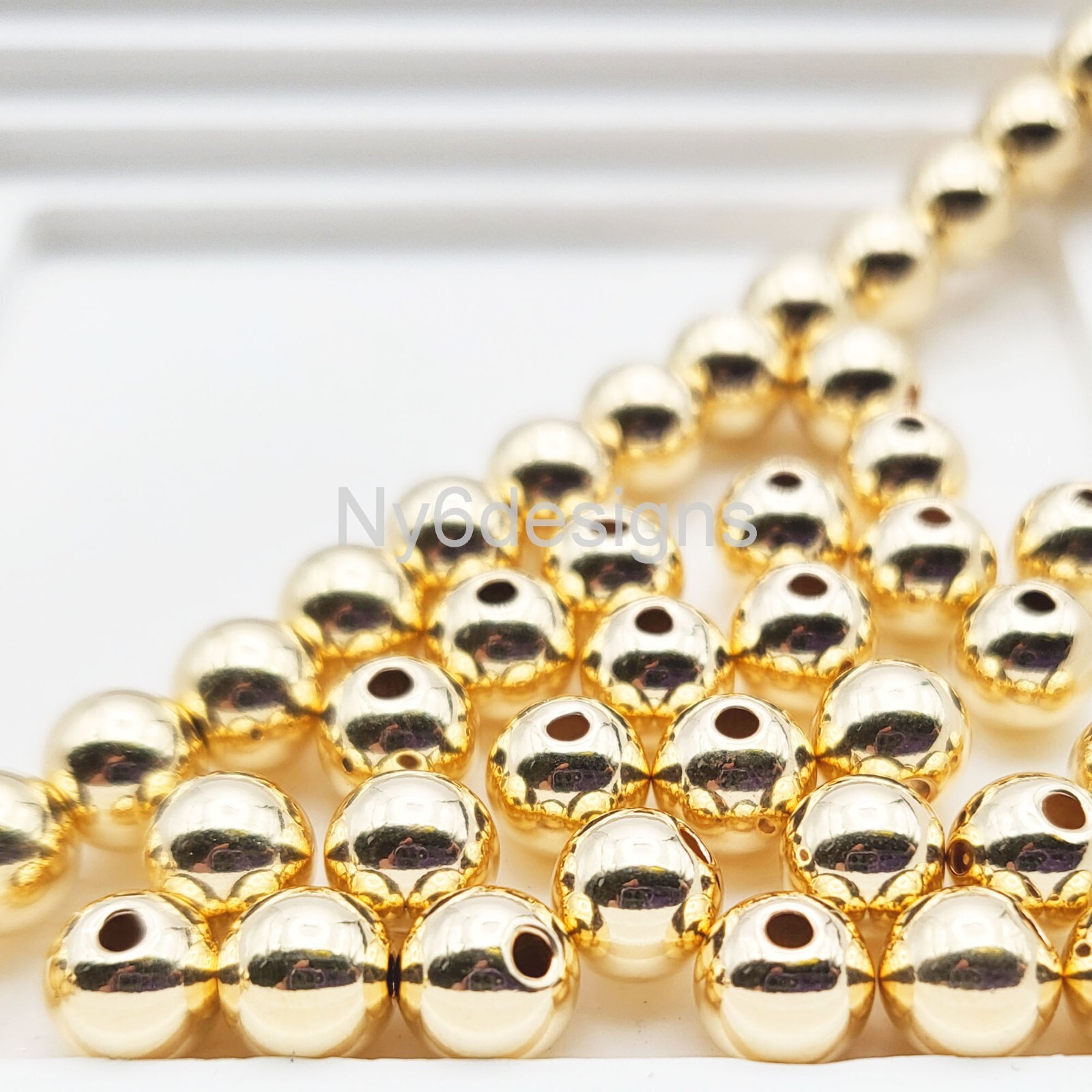14K GOLD FILLED ROUND SEAMLESS BRIGHT YELLOW BEADS 3-7mm Made in USA