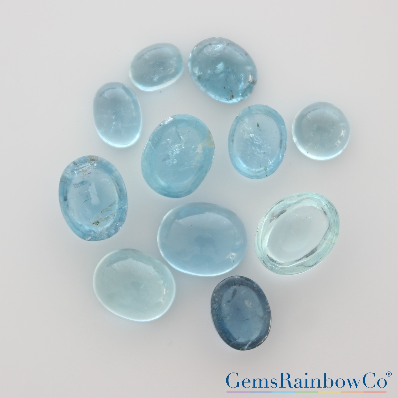 Natural Aquamarine Round and Oval Cabochon Loose Gemstones AAA Quality