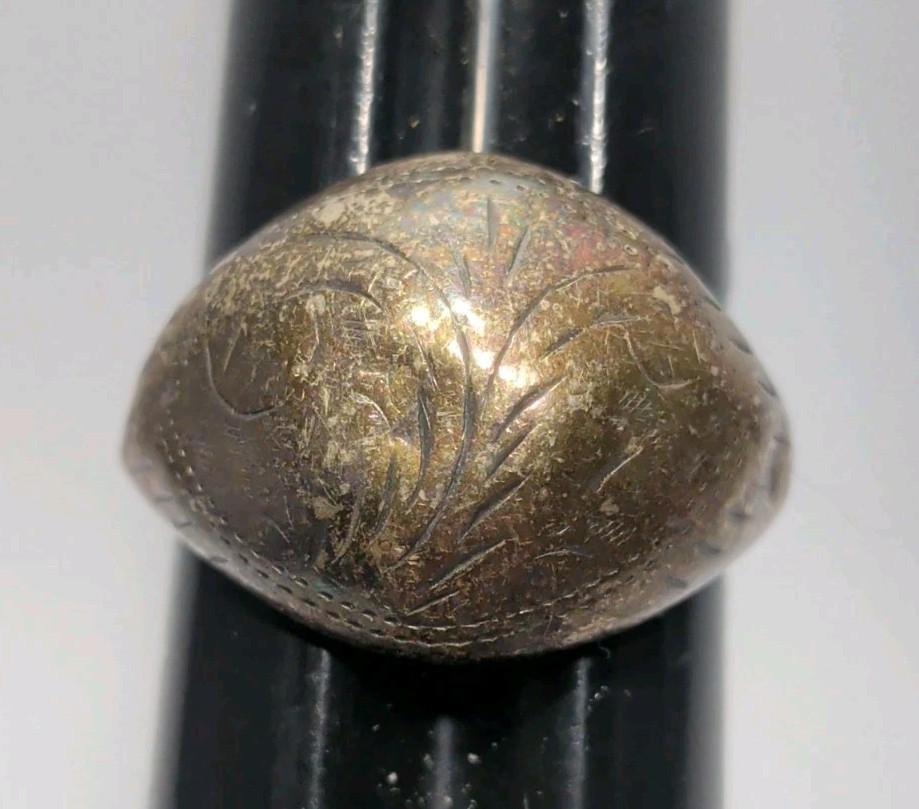 ✨VINTAGE✨ .925 Sterling Silver Etched Dome Ring – Size 9 – Made In Thailand