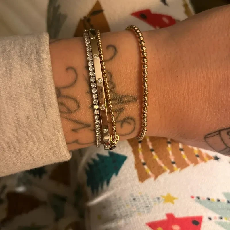 Vintage Dainty 5mm Gold Filled Beaded Layering Bracelet Stretchy Jewelry Gifts